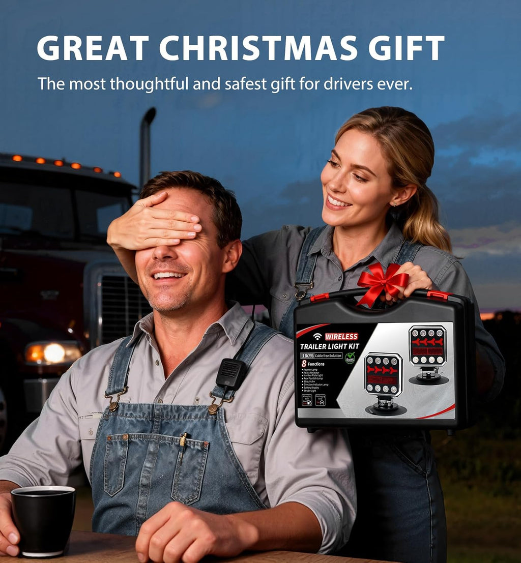 Wireless Bluetooth Magnetic Trailer Lights, Fast Charging LED Trailer Light Kit, IP65 Waterproof,10H Battery, 100FT Range for Trailer,Truck, RV, Camper,Boat – Brake,Turn,Reverse & Hazard Safety Lights