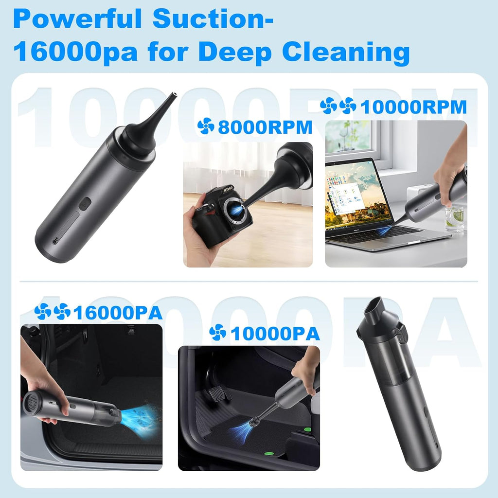 Voice-tank 4-in-1 Cordless Handheld Car Vacuum with 16000Pa Suction & LED Display