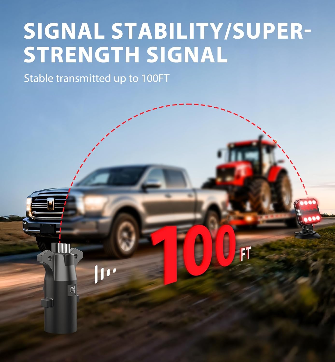 Wireless Bluetooth Magnetic Trailer Lights, Fast Charging LED Trailer Light Kit, IP65 Waterproof,10H Battery, 100FT Range for Trailer,Truck, RV, Camper,Boat – Brake,Turn,Reverse & Hazard Safety Lights