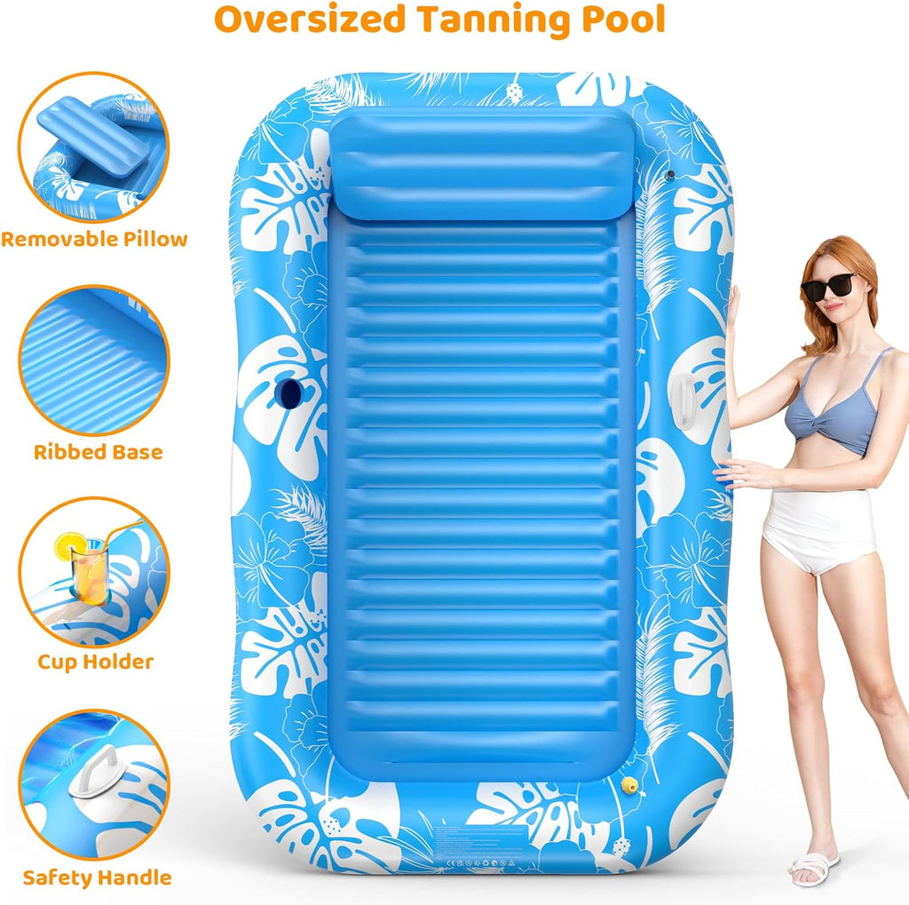 6-in-1 Inflatable Tanning Pool with Sprinkler & Canopy