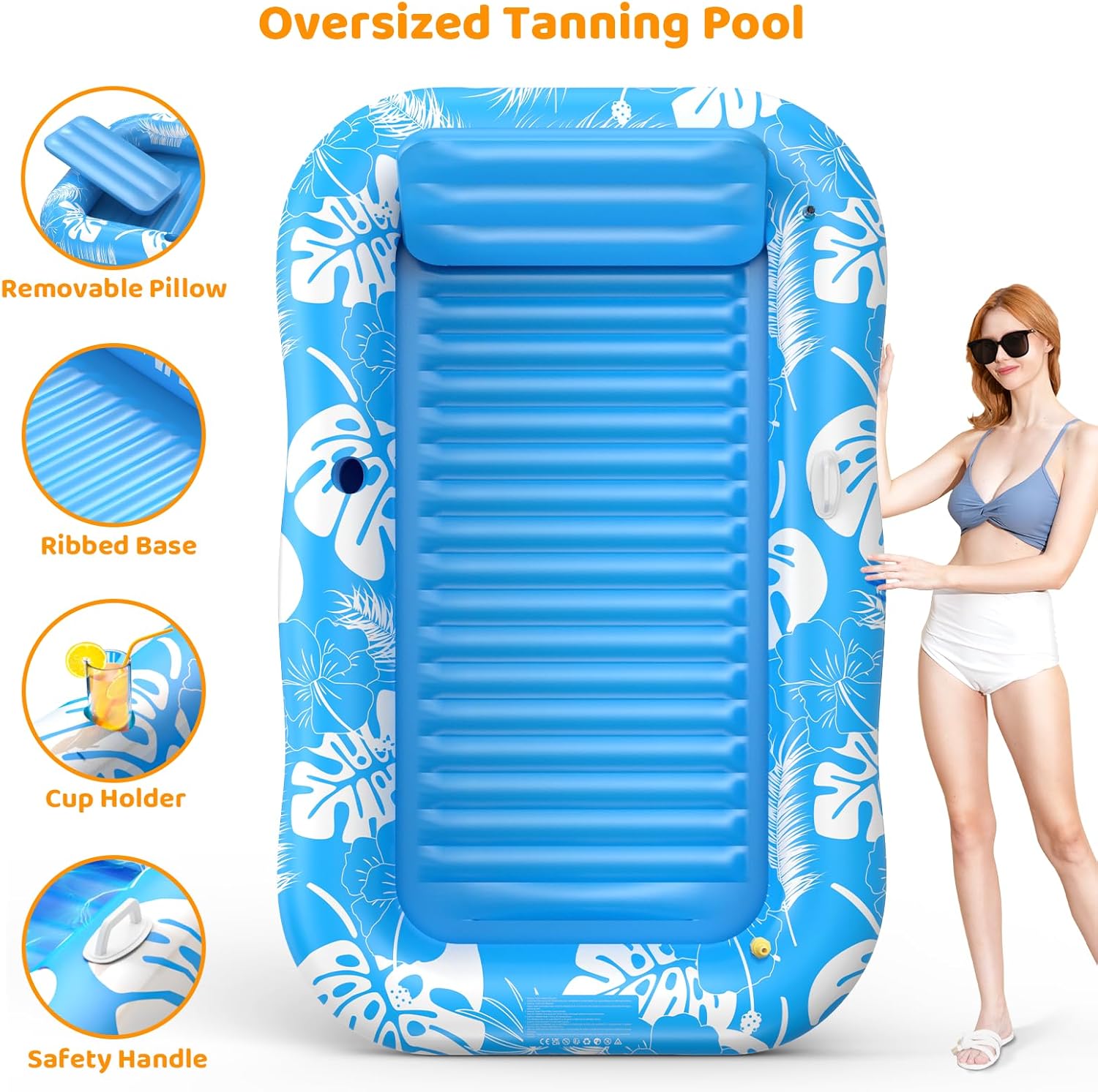 6-in-1 Inflatable Tanning Pool with Sprinkler & Canopy