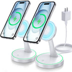 Magnetic Wireless Charger Stand 15W Fast Mag-Safe Charger for iPhone 17/17 pro/ 17 Air/ 17 pro max 16/15/14/13/12 Series Magnet Wireless Charging Station/Pad with Sleep-Friendly Light for AirPods