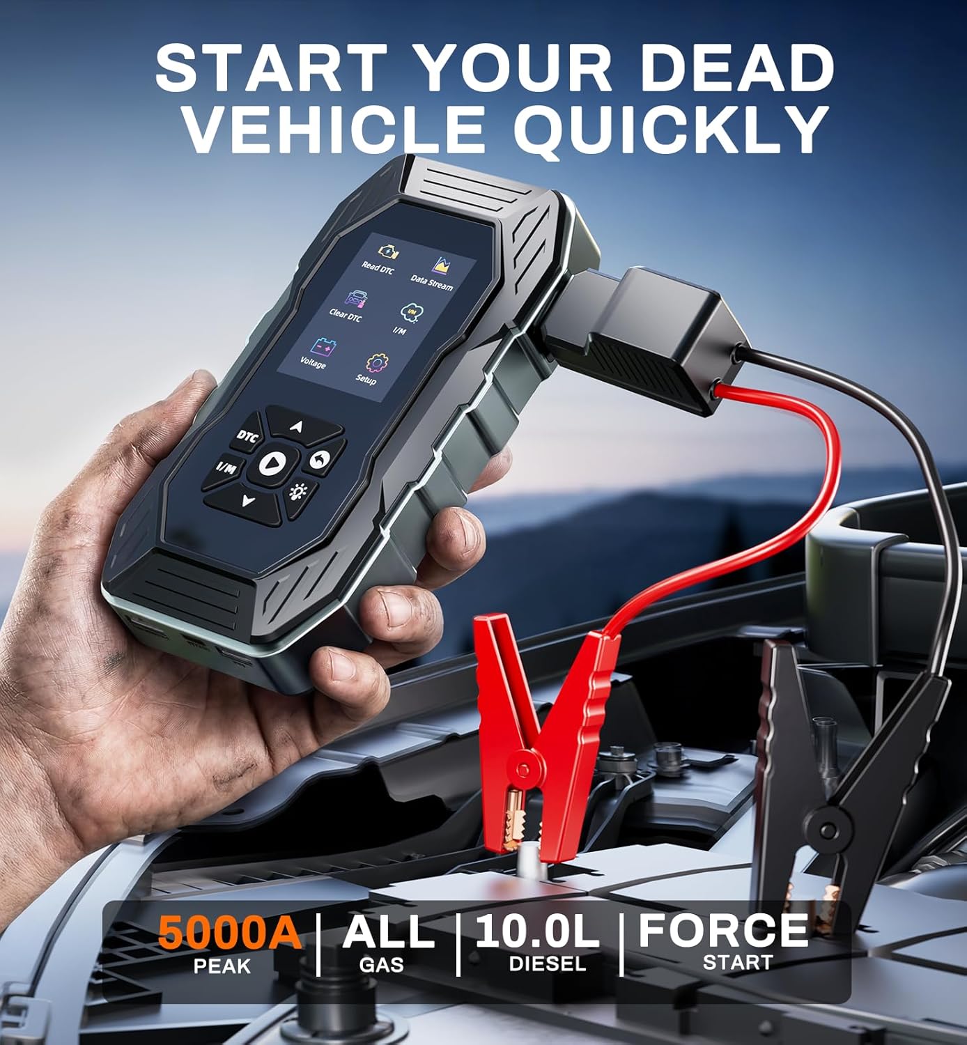 2-in-1 Jump Starter & OBD2 Scanner with 5000A Peak Power