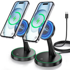 Magnetic Wireless Charger Stand 15W Fast Mag-Safe Charger for iPhone 17/17 pro/ 17 Air/ 17 pro max 16/15/14/13/12 Series Magnet Wireless Charging Station/Pad with Sleep-Friendly Light for AirPods