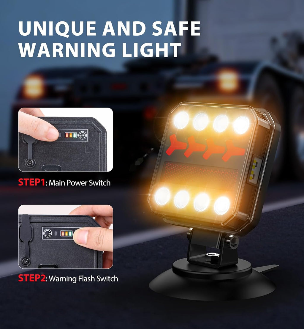 Wireless Bluetooth Magnetic Trailer Lights, Fast Charging LED Trailer Light Kit, IP65 Waterproof,10H Battery, 100FT Range for Trailer,Truck, RV, Camper,Boat – Brake,Turn,Reverse & Hazard Safety Lights